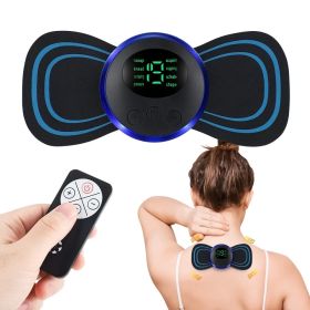 EMS Mini Neck Massager, Lymphatic Drainage Massager, Portable Mini Back Massage Device For Neck Shoulder Back Waist, Remote Control With 8 Modes 19 Le (Option: 1pc)